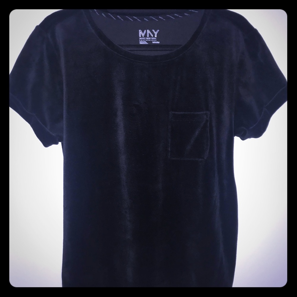 Short Sleeve Velour Top Black
